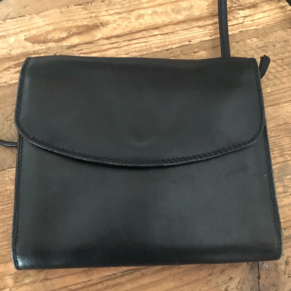 Derek Alexander Black Leather Crossbody Bag/Wallet - Picture 2 of 8